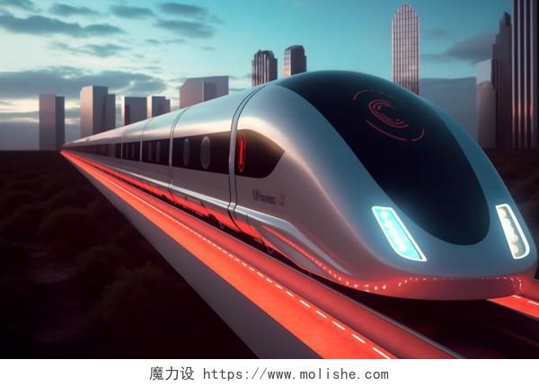 未来科技感高速单轨列车磁悬浮未来感科技列车